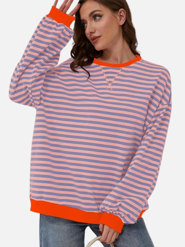 Valentina | Sudadera de Rayas Cuello Redondo Mujer