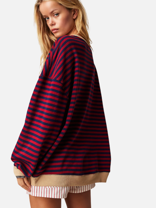 Valentina | Sudadera de Rayas Cuello Redondo Mujer