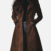 Ximena | Trench Coat Largo Cruzado de Gamuza Mujer