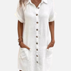 Adriana | Vestido Camisero Corto con Bolsillos Mujer