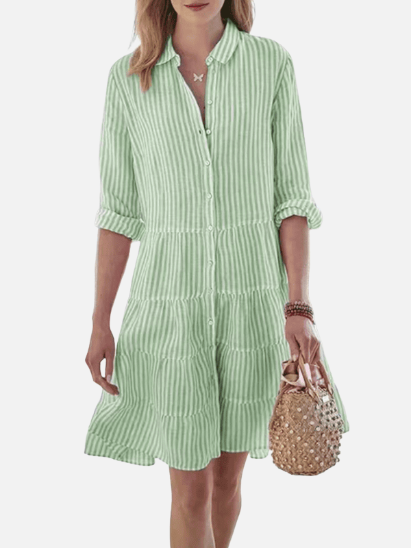 Carolina | Vestido Camisero Corto de Rayas para Mujer