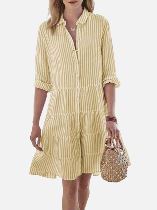 Carolina | Vestido Camisero Corto de Rayas para Mujer