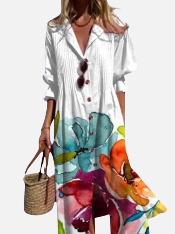 Sofía | Vestido Camisero Largo Estampado Mujer