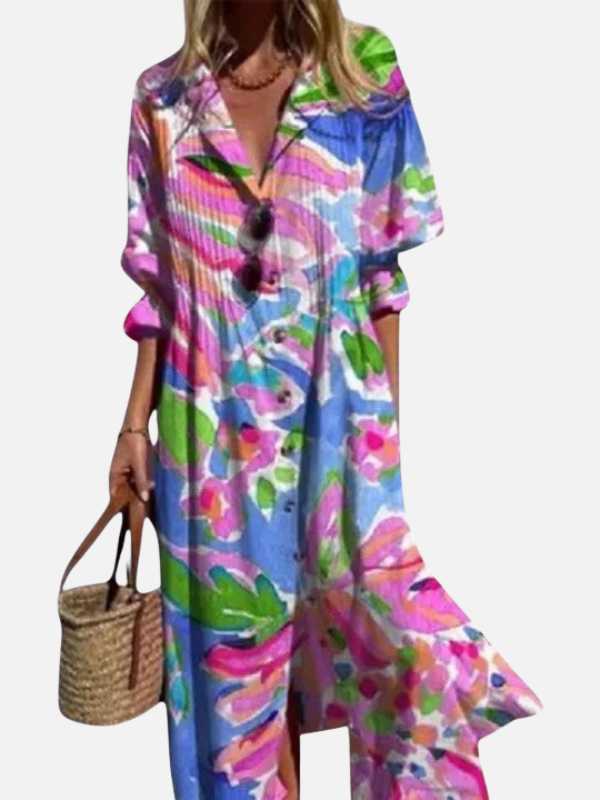Sofía | Vestido Camisero Largo Estampado Mujer