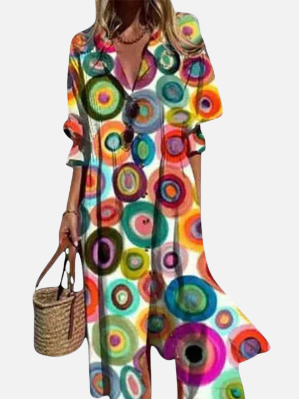 Sofía | Vestido Camisero Largo Estampado Mujer