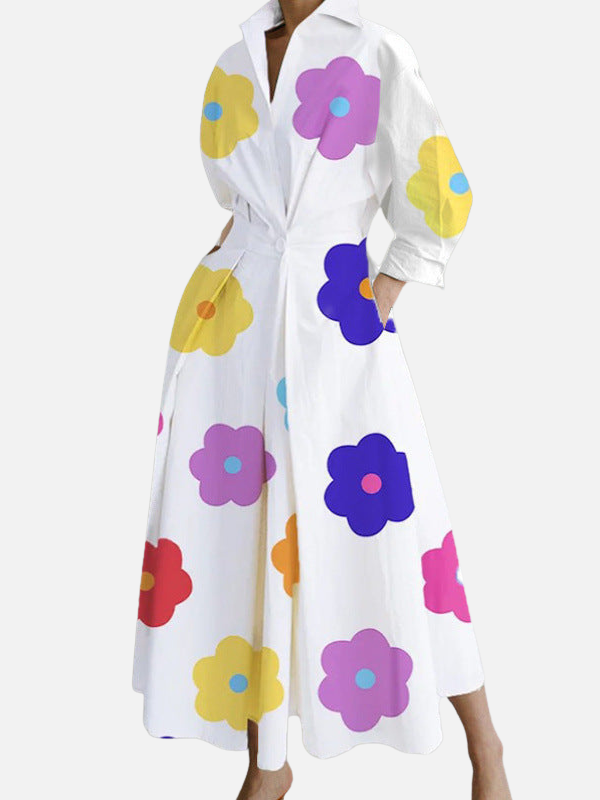 Ana | Vestido Camisero Largo Estampado para Mujer
