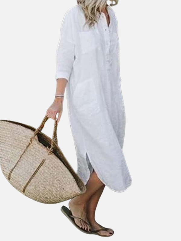 Sofía | Vestido Camisero Largo con Bolsillos Mujer