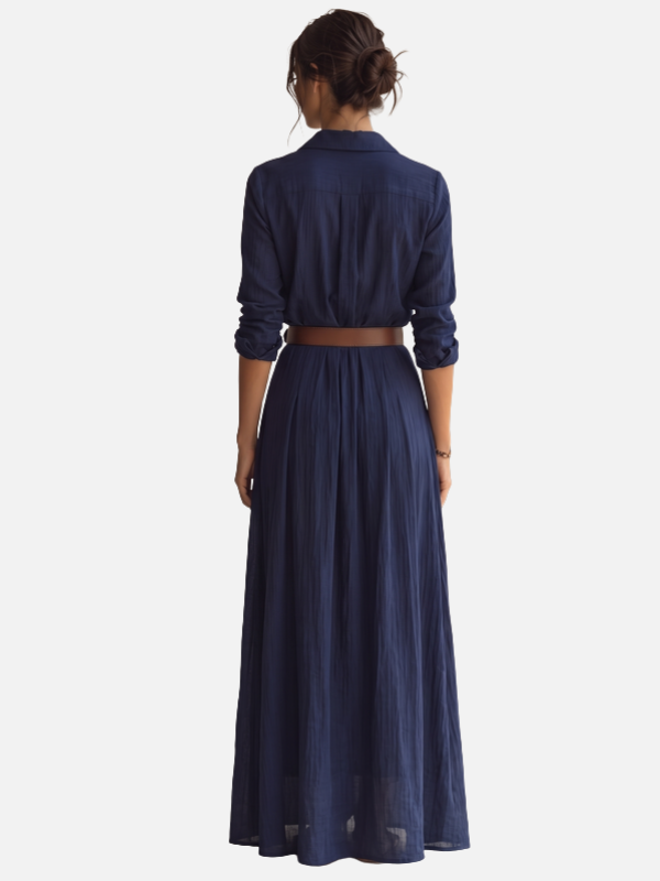 Carolina | Vestido Camisero Largo con Cinturón Mujer