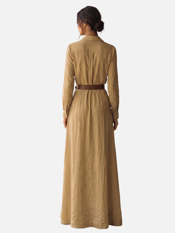 Carolina | Vestido Camisero Largo con Cinturón Mujer