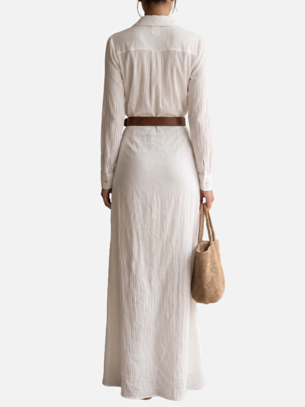 Carolina | Vestido Camisero Largo con Cinturón Mujer