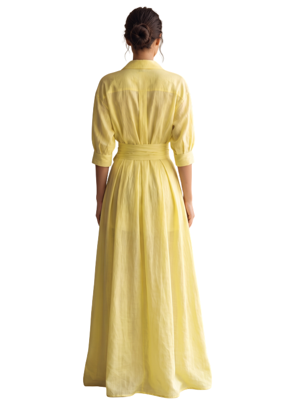Adriana | Vestido Camisero Largo con Lazo para Mujer