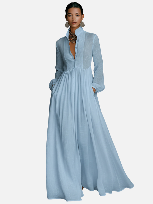 Cristina | Vestido Camisero Largo de Manga Larga Mujer
