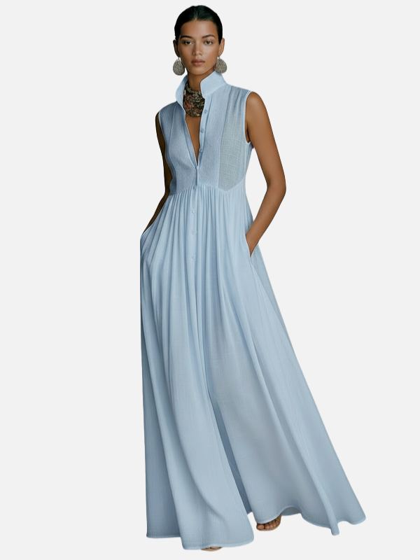 Verónica | Vestido Camisero Largo sin Mangas Mujer