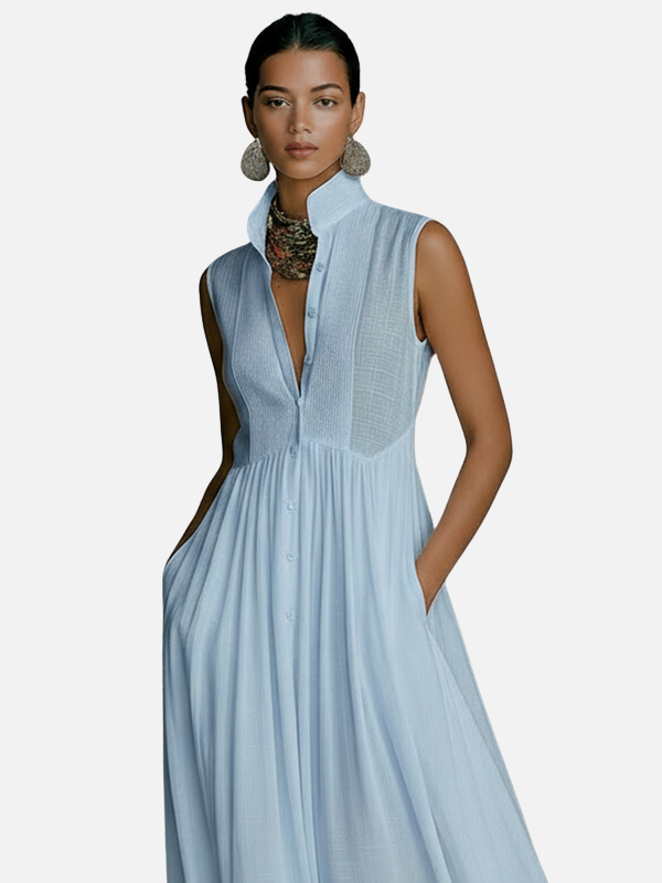 Verónica | Vestido Camisero Largo sin Mangas Mujer
