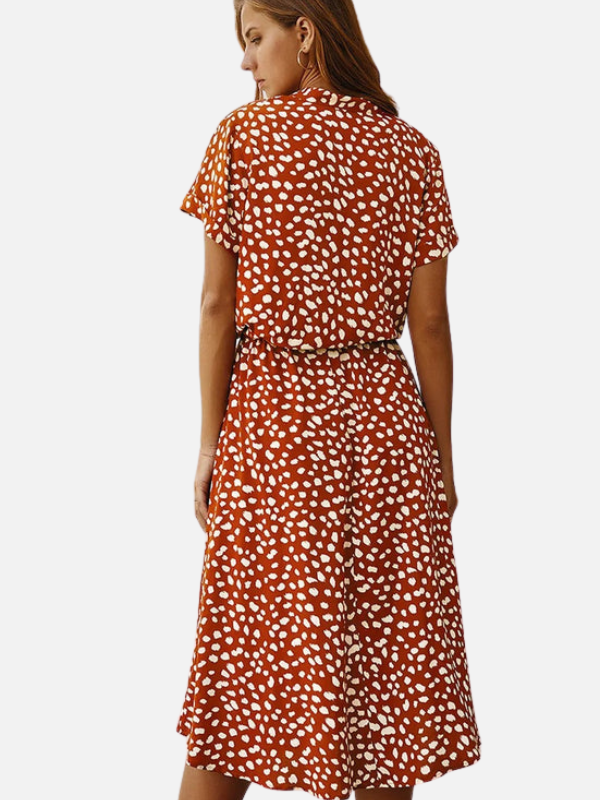 Gabriela | Vestido Camisero Midi Animal Print Mujer