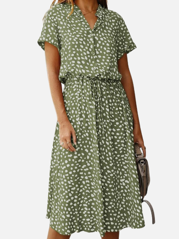 Gabriela | Vestido Camisero Midi Animal Print Mujer