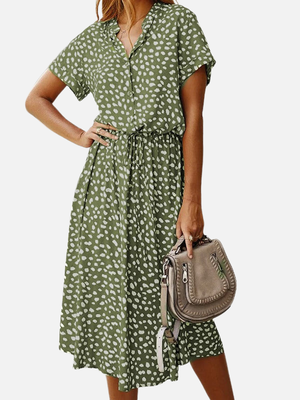 Gabriela | Vestido Camisero Midi Animal Print Mujer