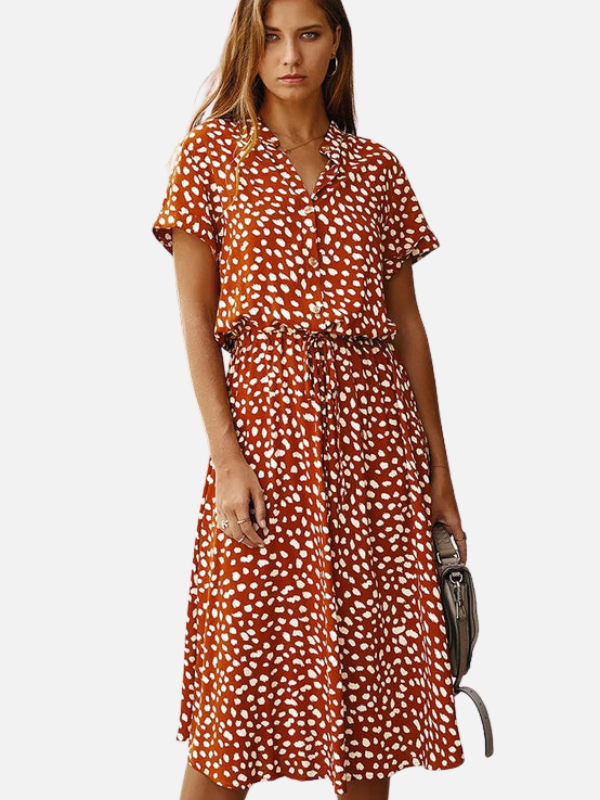 Gabriela | Vestido Camisero Midi Animal Print Mujer