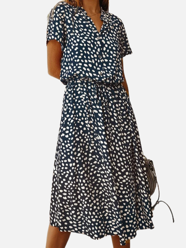 Gabriela | Vestido Camisero Midi Animal Print Mujer