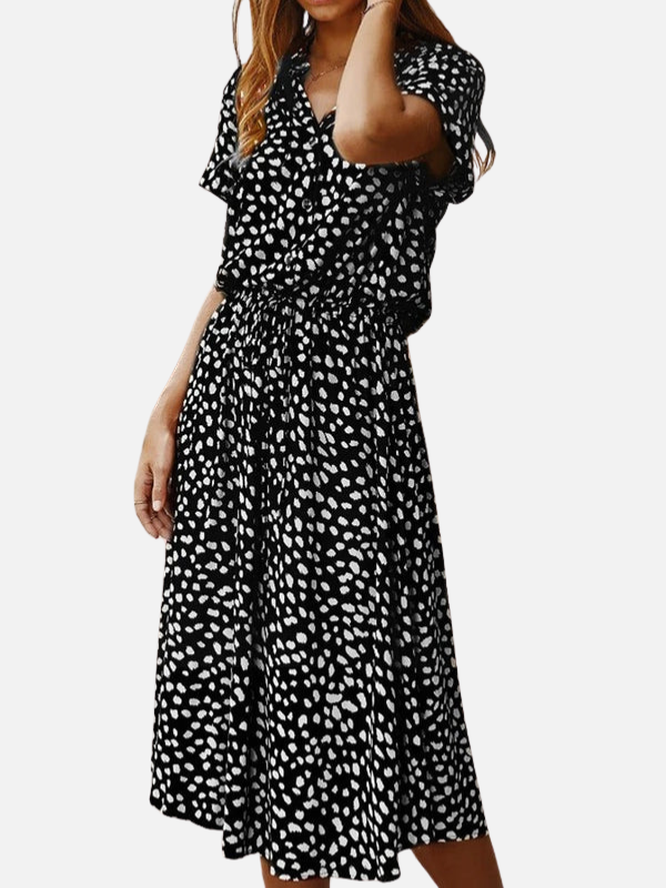 Gabriela | Vestido Camisero Midi Animal Print Mujer