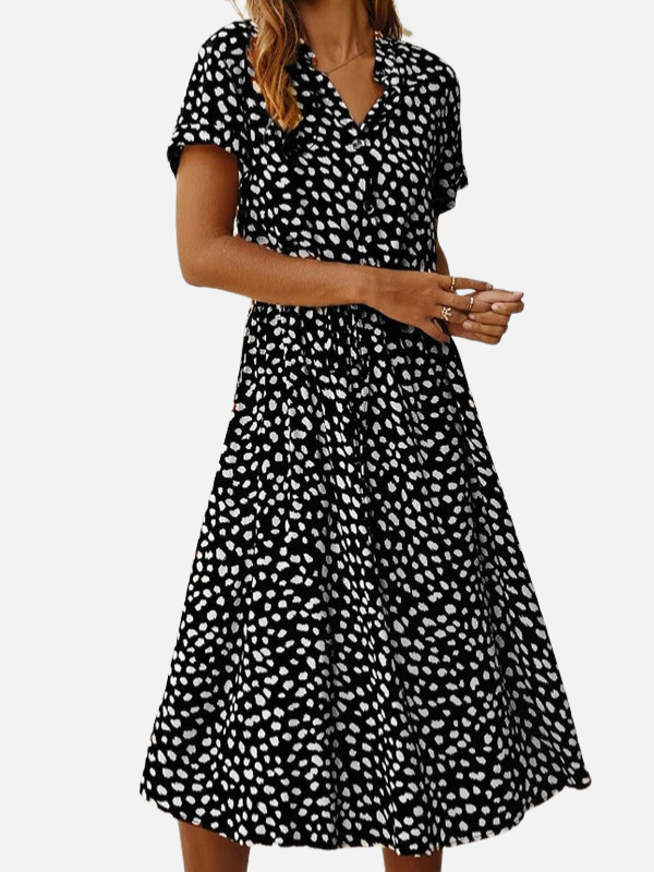 Gabriela | Vestido Camisero Midi Animal Print Mujer