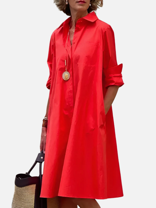 Marisol | Vestido Camisero Midi Holgado para Mujer