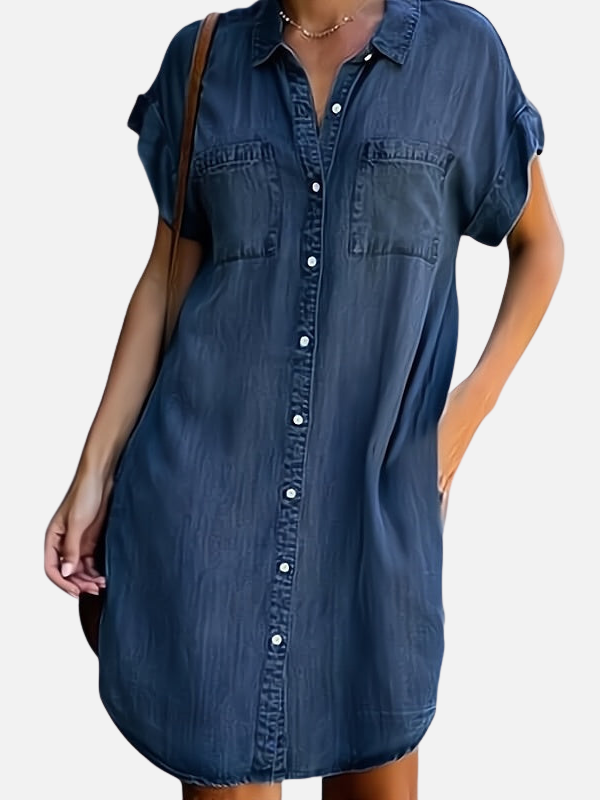 Claudia | Vestido Camisero de Mezclilla con Bolsillos