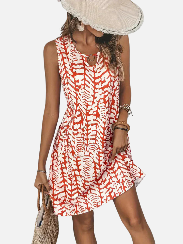Melissa | Vestido Corto Estampado sin Mangas Mujer
