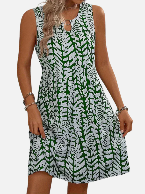 Melissa | Vestido Corto Estampado sin Mangas Mujer