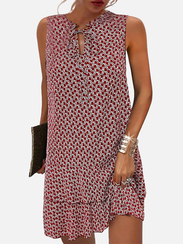 Vanessa | Vestido Corto Geométrico sin Mangas Mujer