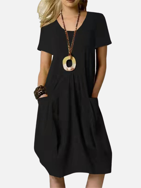Renata | Vestido Corto Holgado con Bolsillos Mujer