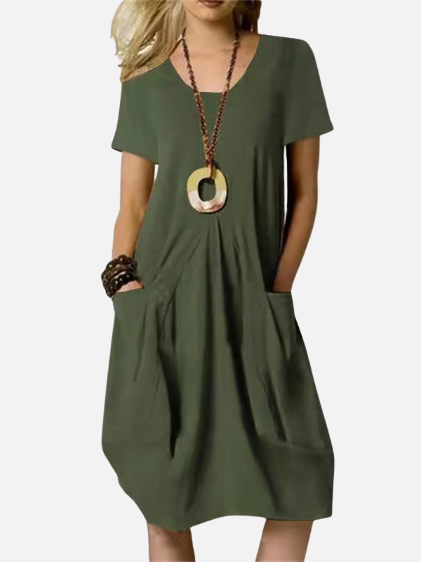 Renata | Vestido Corto Holgado con Bolsillos Mujer