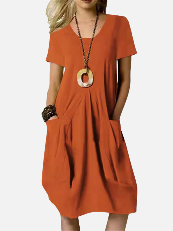 Renata | Vestido Corto Holgado con Bolsillos Mujer