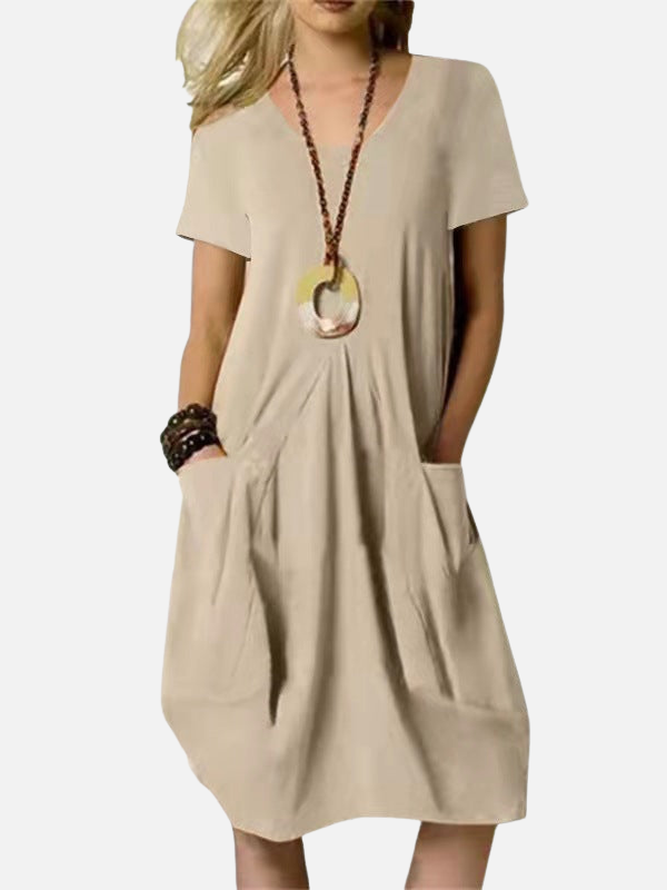 Renata | Vestido Corto Holgado con Bolsillos Mujer