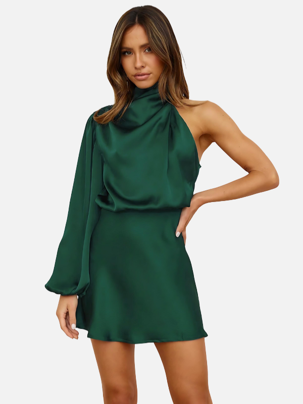 Lucía | Vestido Corto de Satén de Un Hombro Mujer