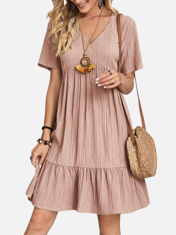 Emilia | Vestido Corto de Verano Holgado Manga Corta