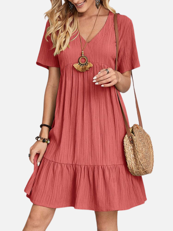 Emilia | Vestido Corto de Verano Holgado Manga Corta