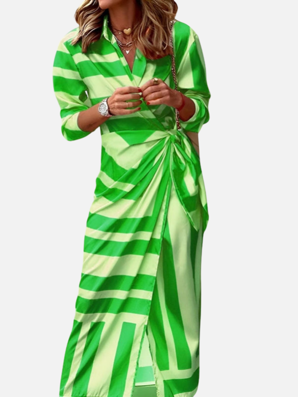 Renata | Vestido Cruzado Estampado de Manga Larga Mujer
