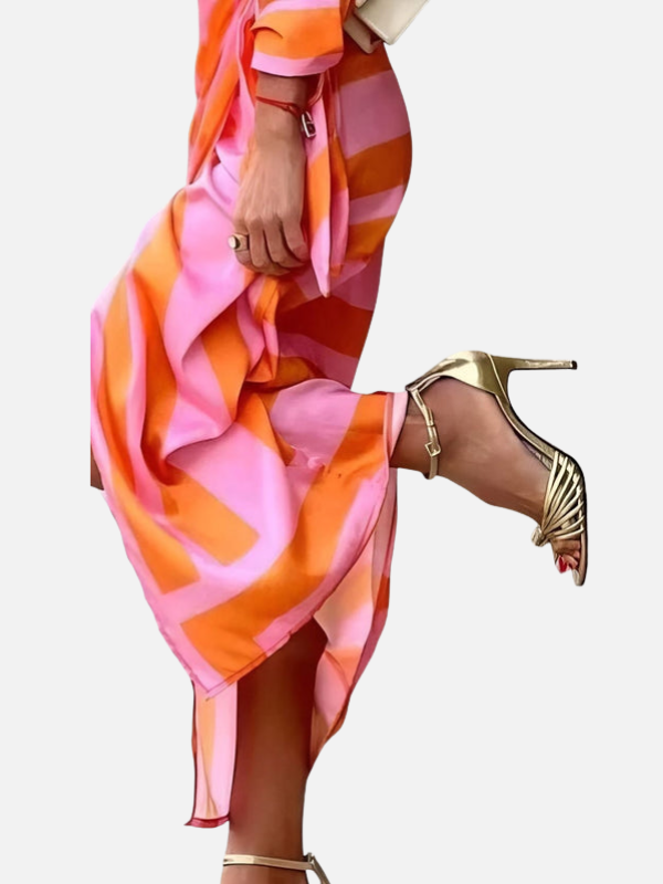 Renata | Vestido Cruzado Estampado de Manga Larga Mujer
