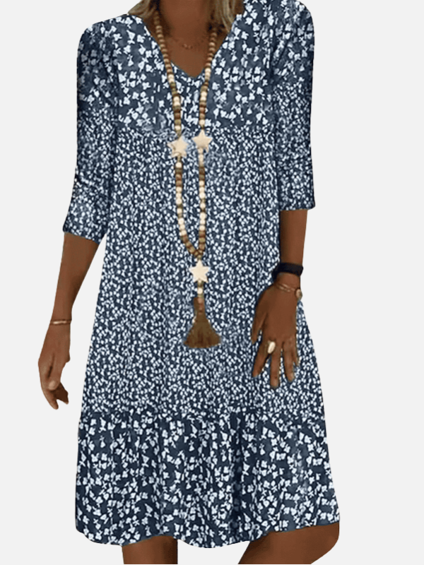 Alejandra | Vestido Floreado de Manga 3/4 para Mujer