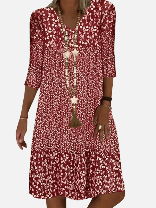 Alejandra | Vestido Floreado de Manga 3/4 para Mujer