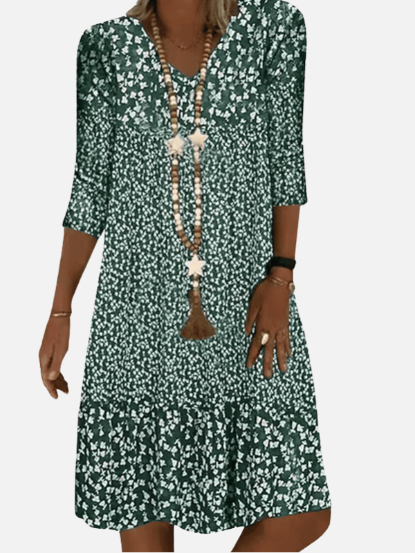Alejandra | Vestido Floreado de Manga 3/4 para Mujer