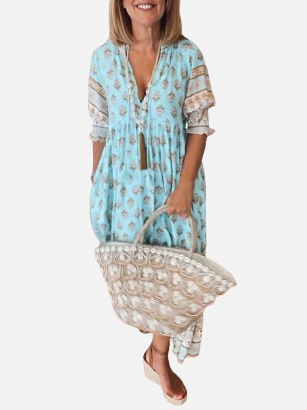 Leticia | Vestido Largo Bohemio con Escote en V Mujer