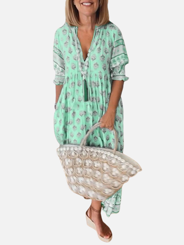 Leticia | Vestido Largo Bohemio con Escote en V Mujer