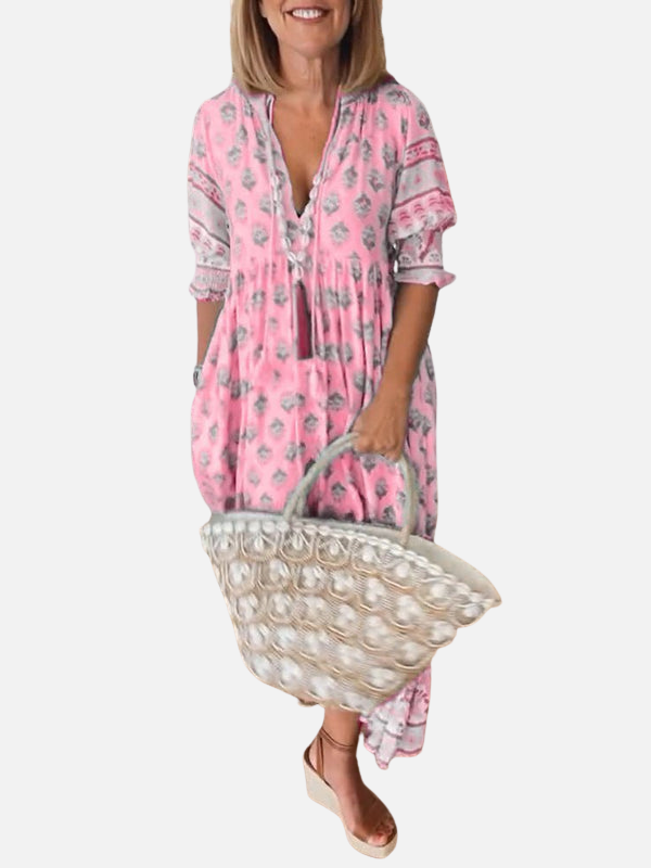 Leticia | Vestido Largo Bohemio con Escote en V Mujer