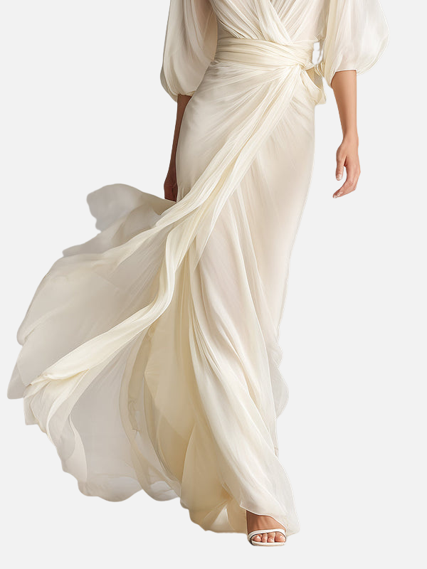 Mariana | Vestido Largo Cruzado de Gasa para Mujer