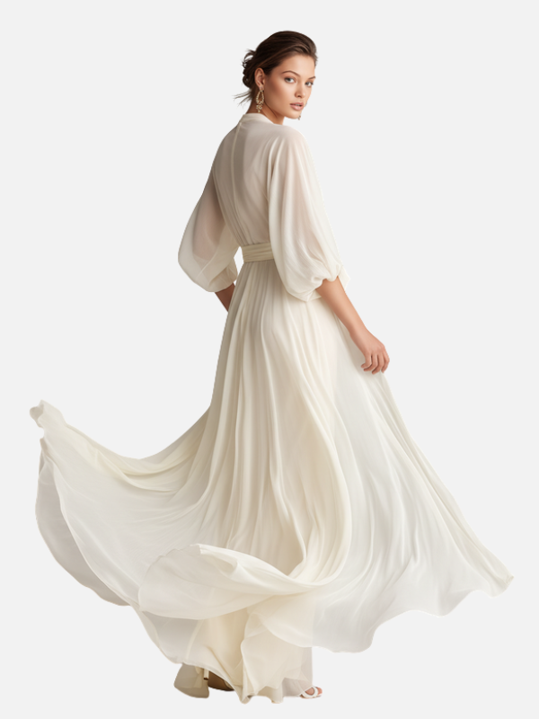 Mariana | Vestido Largo Cruzado de Gasa para Mujer