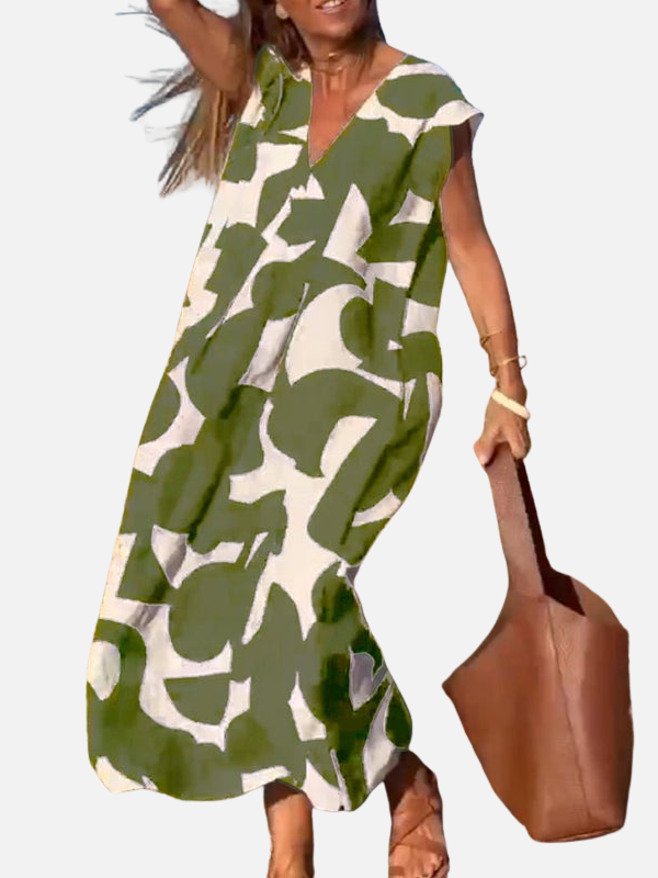 Carolina | Vestido Largo Estampado Holgado Manga Corta