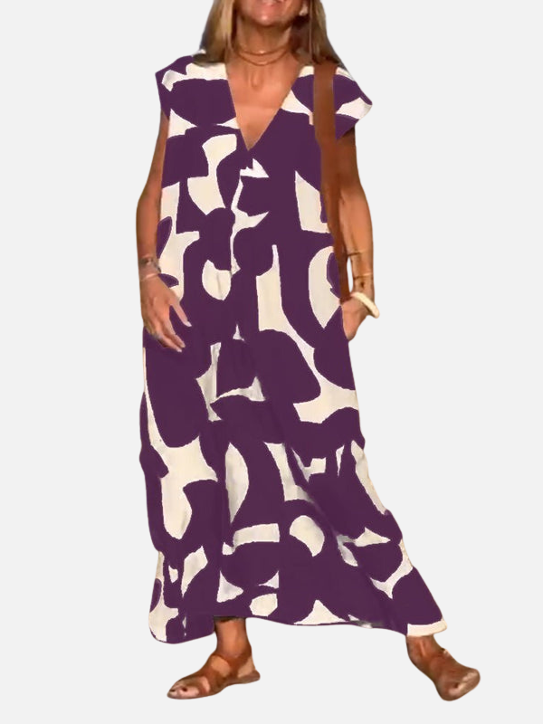 Carolina | Vestido Largo Estampado Holgado Manga Corta