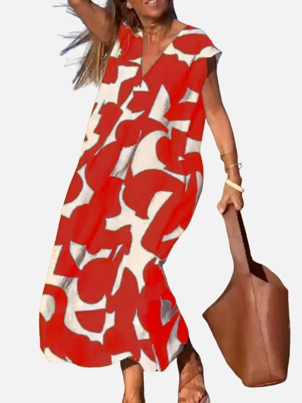 Carolina | Vestido Largo Estampado Holgado Manga Corta